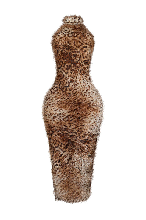 Lucille Animal Print Shaggy Maxi Dress